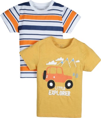 Plum Tree Boys Printed Pure Cotton T Shirt(Multicolor, Pack of 2)