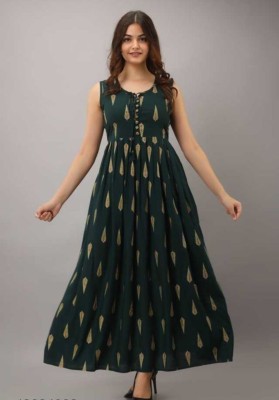 Shree Jee Fashion Women Printed Anarkali Kurta(Green)