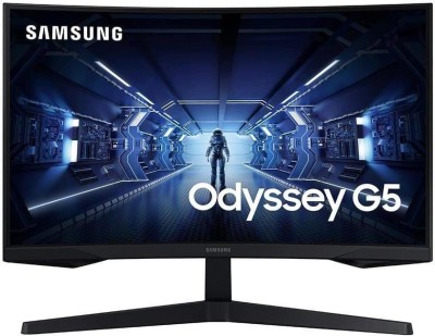 SAMSUNG 27 inch Curved WQHD LED Backlit VA Panel Gaming Monitor (LC27G55TQWWXXL Stunning Images Wide Quad HD LED Backlit VA PANEL, Dual HDMI Ports, 144 Hz Refresh Rate with low input lag ,Response Time 1 ms, AMD Free Sync Premium, Realistic HDR-10, Futuristic design ))(AMD Free Sync, Response Time: 