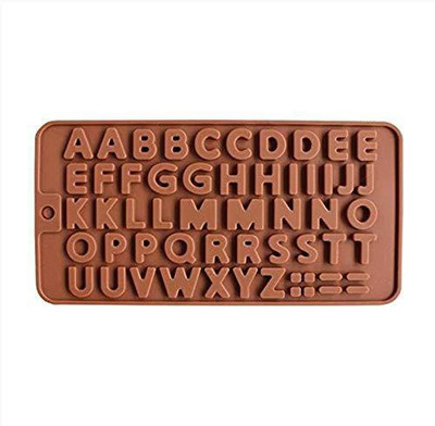 Cake Bake Mold Silicone Alphabets Shape Chocolate Jelly Candy Mold, Cake Baking Mold, Bakeware Mould, Brown Silicone Chocolate Mould 56(Pack of 1)