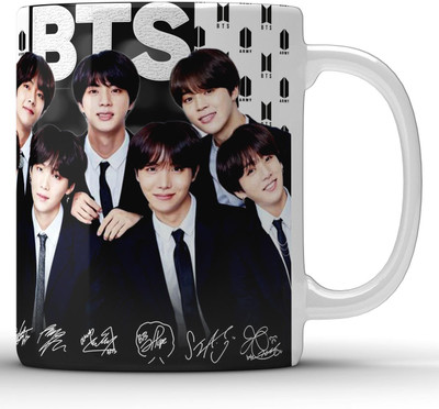 Unbounded Company Young BTS Bangtan Boys Band With Signatures White Ceramic Coffee Mug(325 ml)