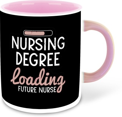 whats your kick Future Nurse Inspired Printed Designer Pink Inner Color Ceramic Coffee (Future Nurse, Gift for Future Nurse, Birthday Gift, Best Gift) Multi- 5 Ceramic Coffee Mug(325 ml)