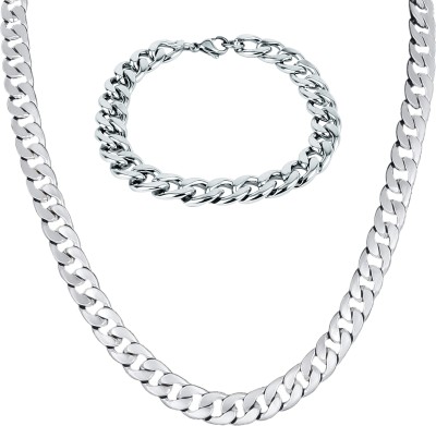 Fashion Frill Silver Combo of 2 Men Chain Men Chain for Boys & Man Sterling Silver Plated Alloy Chain Set