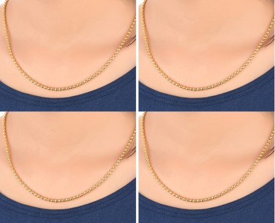 AanyaCentric 22inches Long Trendy Fancy Latest Design Neck Chain Combo Pack for Men Women Gold-plated Plated Brass Chain Set