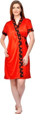 ROWENA Women Robe(Red, Black)