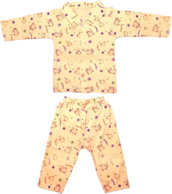 RG Collection Baby Boys & Baby Girls Printed Yellow Shirt & Pyjama set