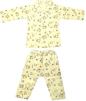RG Collection Baby Boys & Baby Girls Printed Beige Shirt & Pyjama set