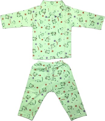 RG Collection Baby Boys & Baby Girls Printed Light Green Shirt & Pyjama set