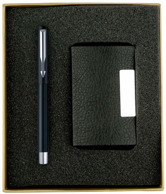 PARKER Vector & Card Holder Gift Set Roller Ball Pen(Pack of 2, Ink Color - Blue)