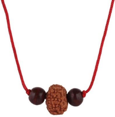 Astrodidi 10 Mukhi Rudraksha Ten Face Rudraksh With Red Chandan Beads Wood Pendant
