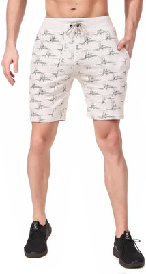 Plus91 Printed Men Grey Basic Shorts