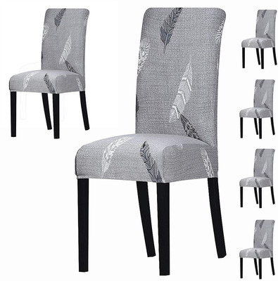 HOUSE OF QUIRK Polyester 1 Seater Chair Floral Cover(Pack of 6 Grey)