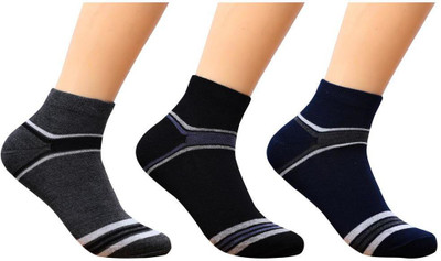 Taboody Empire Men Solid, Printed, Self Design, Color Block Ankle Length(Pack of 3)