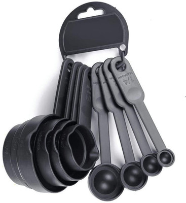 Vaishvi Measuring Cups and Spoons Set - A Must Kitchen Product (8 Pieces Set) Black Measuring Cup Set(2.5 ml, 5 ml, 7.5 ml, 15 ml, 60 ml, 80 ml, 120 ml, 240 ml)