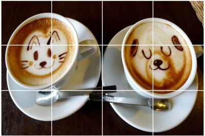 Decals Point 79 cm Cappuccino coffee cute cartoon faces Kitchen wall Sticker Self Adhesive Sticker(Pack of 1)