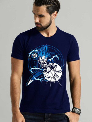 VIKCLIQUE Printed Men Round Neck Dark Blue T-Shirt