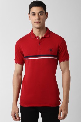 PETER ENGLAND Solid Men Polo Neck Maroon T-Shirt