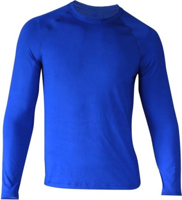 Lycot Solid Men Round Neck Blue T-Shirt