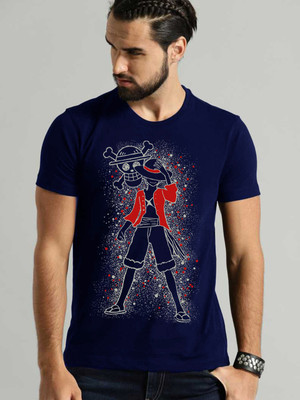 VIKCLIQUE Printed Men Round Neck Blue T-Shirt