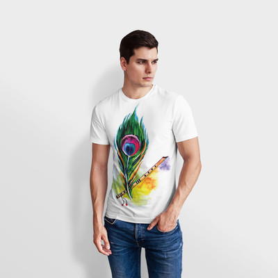 Prabhu Bhakti Printed Men Round Neck White T-Shirt