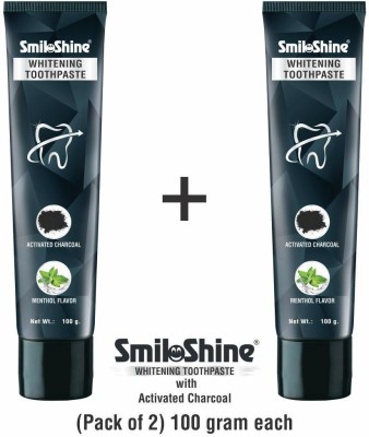 SmiloShine Teeth Whitening Toothpaste with Activated Charcoal Toothpaste(200 g, Pack of 2)