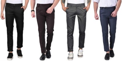 BorneQue Regular Fit Men Black, Brown, Grey, Dark Blue Trousers