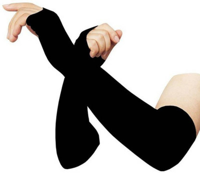 SHIONG Nylon, Cotton Arm Sleeve For Men & Women(M, Black)