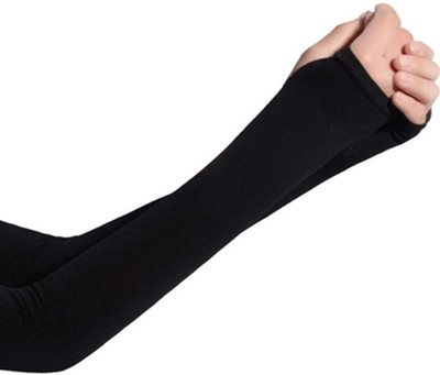 Mubco Cotton Arm Sleeve For Men & Women(Free, Black)