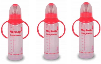 Morisons Royal Feedind Bottle 250 Ml pack of 3 with Handle pink - 250 ml(Clear, Red)