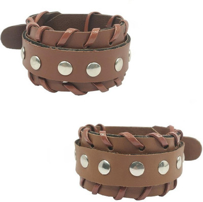 Airtick Leather Bracelet Set(Pack of 2)
