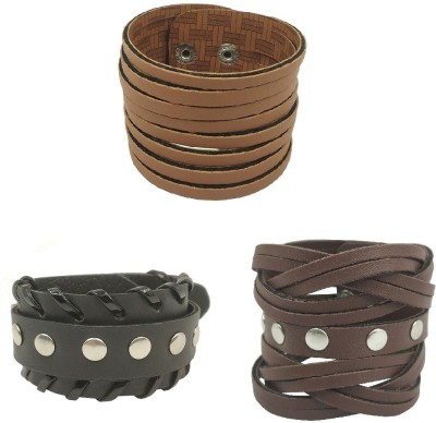 Uniqon Leather Bracelet Set(Pack of 3)