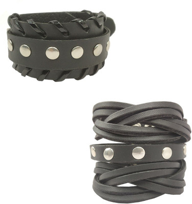 Airtick Leather Bracelet Set(Pack of 2)