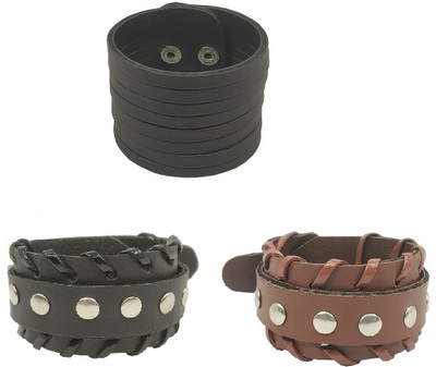 Utkarsh Leather Bracelet Set(Pack of 3)