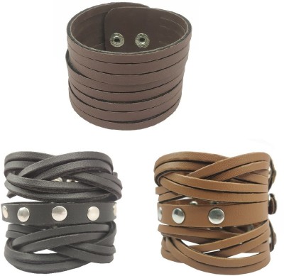 Utkarsh Leather Bracelet Set(Pack of 3)