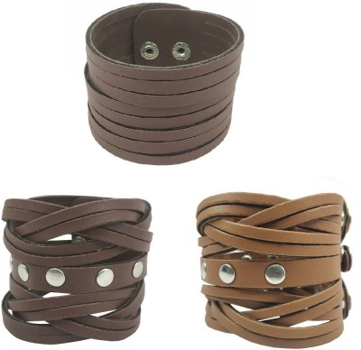 Utkarsh Leather Bracelet Set(Pack of 3)