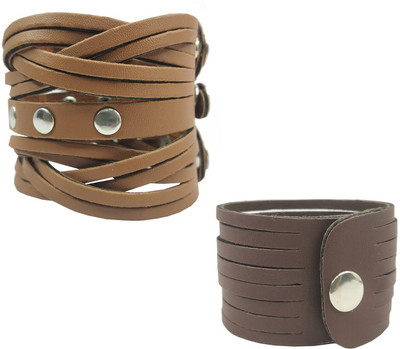 Airtick Leather Bracelet Set(Pack of 2)