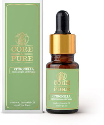 CORE & PURE Citronella Grade-A, Essential Oil- Helps in Scalp Soothing, Pest Repellent |Natural, Potent(12 ml)