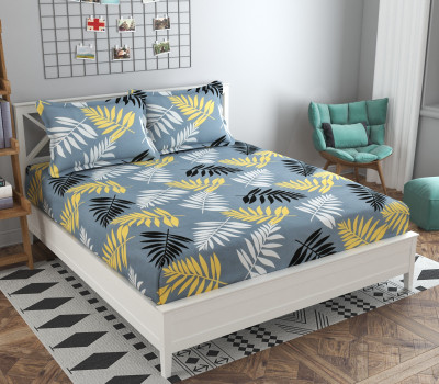 Pehel 240 TC Microfiber Double Printed Flat Bedsheet(Pack of 1, Grey)