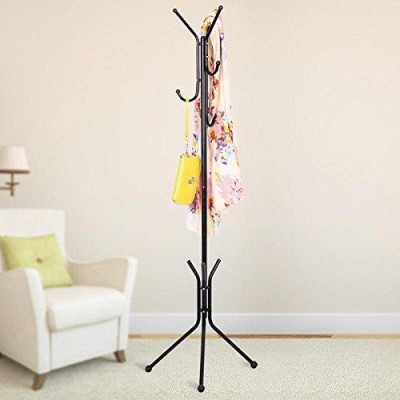 HOUSE OF QUIRK Aluminium Floor Cloth Dryer Stand COAT__HANGER___BLACK(3 Tier)