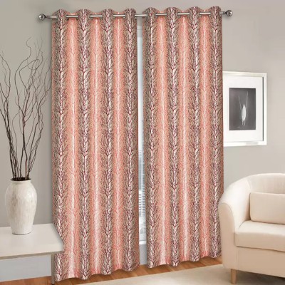 Impression Hut 274 cm (9 ft) Polyester Room Darkening Long Door Curtain (Pack Of 2)(Printed, Simple Maroon)
