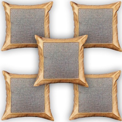 KANUSHI Printed Cushions Cover(Pack of 5, 41 cm*41 cm, Brown)