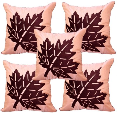 Embroco Printed Cushions Cover(Pack of 5, 40 cm*40 cm, Beige, Maroon)