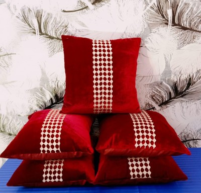 Embroco Printed Cushions Cover(Pack of 5, 40 cm*40 cm, Red)