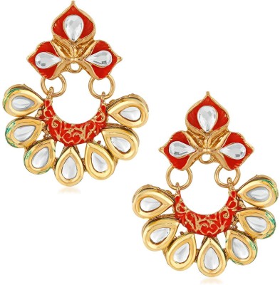 mahi Traditional Floral Chandbali Meenakariwork Earrings Crystal Alloy Chandbali Earring