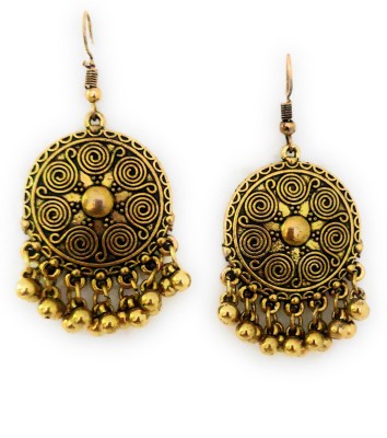Preet Art Jewellery Antique Gold plated Oxidised Finish Long Earrings Brass Drops & Danglers