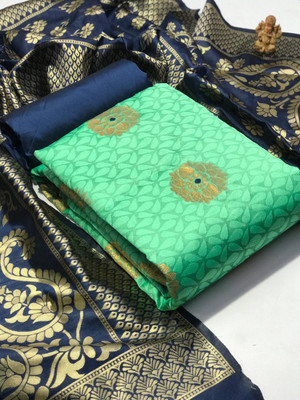 Dutt Textiles Silk Blend Self Design Salwar Suit Material