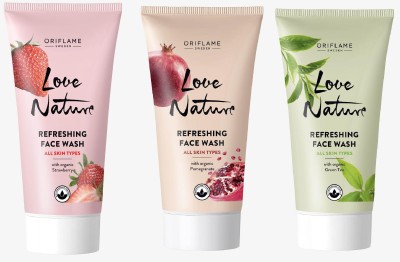 Oriflame Sweden LOVE NATURE FACEWASH COMBO-WITH ORGANIC STRAWBERRY, POMERGRANATE & GREEN TEA 150 ML Face Wash(0.15 g)