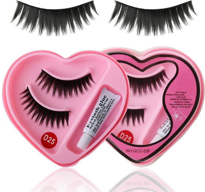 THTC False Eyelashes for Pretty Eye Makeup with Glue(Pack of 2)