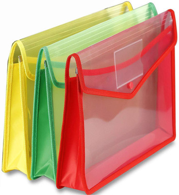 Fancyku Poly-Plastic File Folder(Set Of 3, Multicolor)