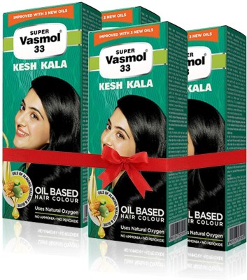 VASMOL Super 33 Kesh Kala Oil Based Hair Colour - 4 x 50 ml Packs Hair Oil(200 ml)